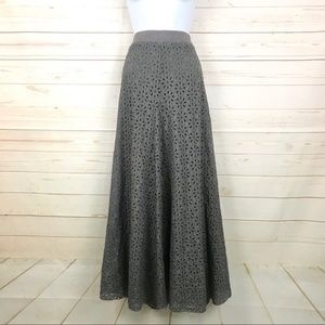 Johnny Was Silk Eyelet Embroidered Maxi Skirt